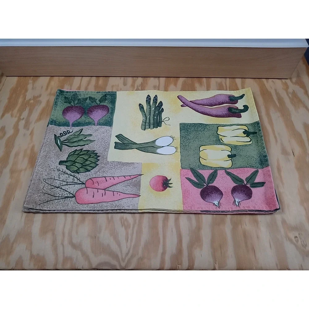 Lot Of 4 Vintage Hartstonz Placemats Vegetable Pattern Cloth Placemats‎ 1996